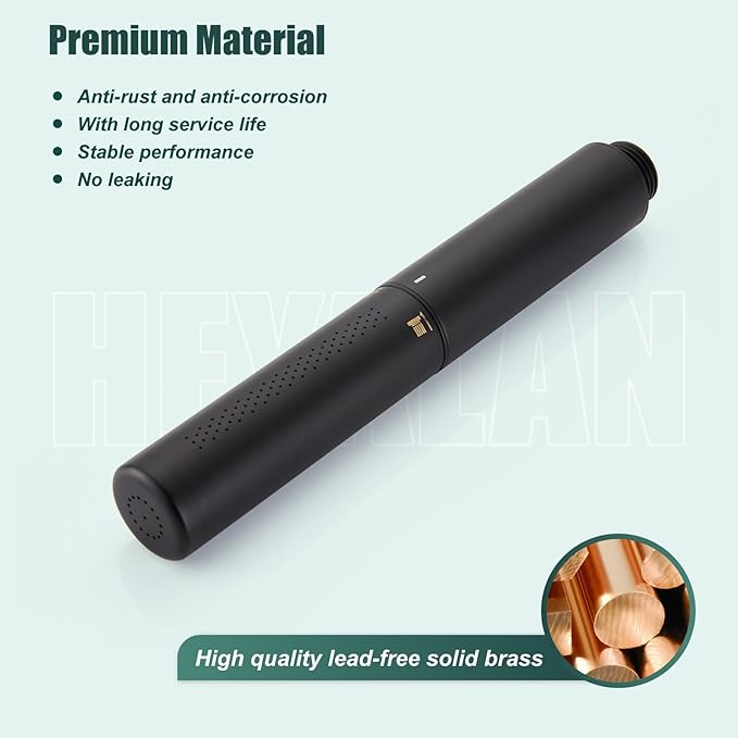Heyalan Brass 2 in1 Function Handheld Spray Hand Shower High Pressure Handheld Sprinklert Shower Wand with Shower Hose and Adjustable Hand Shower Holder, Matte Black