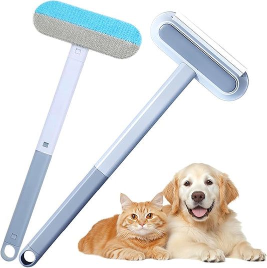 Auiepet Multifunctional Pet Hair Remover, 2025 Upgrade 4 in 1 Pet Hair Removal Tool with 17inch Long Handle, Washable Cat Hair Remover Brush for Furniture, Couch, Carpet, Clothes and Bedding (2Pcs)