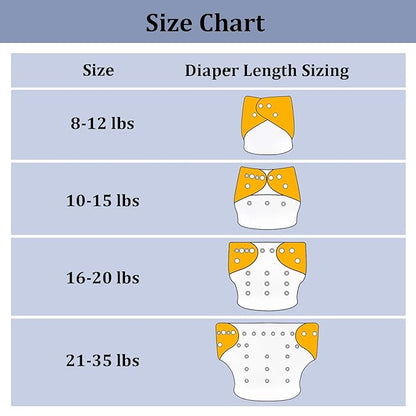 babygoal Baby Boy Cloth Diapers 6 Pack with 6pcs Inserts and Wet Bag, Reusable Waterproof Diaper Covers for Toddlers with Snap Closure