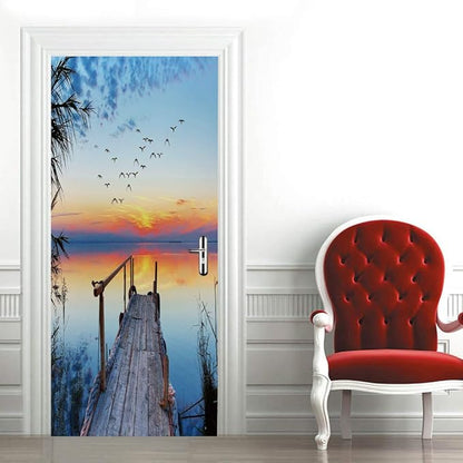 3D Door Stickers Murals - Peel & Stick Wallpaper Self-Adhesive Decals Removable PVC Waterproof Bedroom Living Room 37.4" x 78.7"
