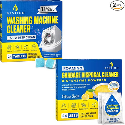 Washing Machine Cleaner 24-pack & Foaming Enzyme Garbage Disposal Cleaner Bundle 24-pack