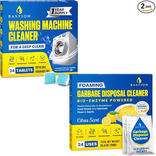 Washing Machine Cleaner 24-pack & Foaming Enzyme Garbage Disposal Cleaner Bundle 24-pack