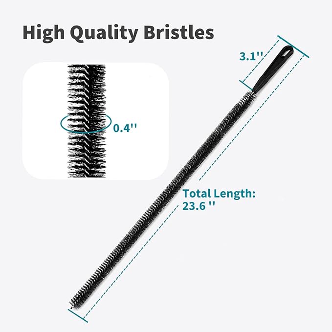 Drain Cleaning Brush 2 Pack, 23.6 Inch Long Pipe Cleaner Brush, Flexible Drain Clog Remover Tool with Nylon Bristles, Sink Drain Cleaner for Hair Clogs, Kitchen Sink, Bathroom Tub, Shower Drain