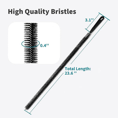 Drain Cleaning Brush 2 Pack, 23.6 Inch Long Pipe Cleaner Brush, Flexible Drain Clog Remover Tool with Nylon Bristles, Sink Drain Cleaner for Hair Clogs, Kitchen Sink, Bathroom Tub, Shower Drain