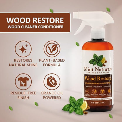 Natural Wood Cleaner & Furniture Conditioner – Plant-Based Polish Formula That Helps Clean & Protect Wood Surfaces, 16 oz – Made in USA