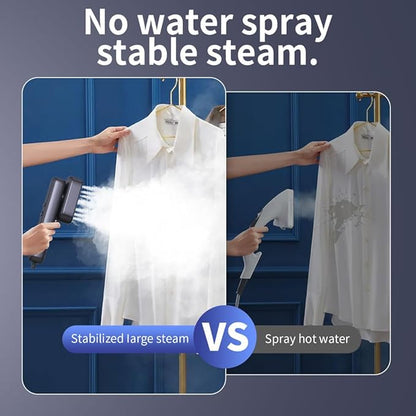 Portable Clothes Steamer Handheld for Travel, 110-230V Dual Voltage, 2in1 Mini Steamer & Iron for Clothes, 30s Fast Heat Up, Compact for Home, Office & Travel
