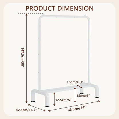 JIUYOTREE Standard Clothes Clothing Garment Rack with Storage Shelves Clothes Organizer for Hanging Clothes Coat Jacket Shirt Sweater Jeans White