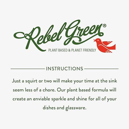 Rebel Green Super Deluxe Dish Soap - Natural Dishwashing Soap - Liquid Dish Detergent - Sustainable Dish Liquid Scented with Lavender & Grapefruit - (16 oz Bottles, 4 Pack)