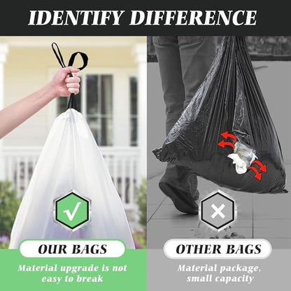 20 Gallon Large Drawstring Trash Bags 120 Counts, Fit 20-21 Gal Trash Can, Heavy Duty Tall Kitchen Garbage Liners, Large Trash Bags Size Chart for Home/Office, Outdoor Lawn & Leaf Bags, White