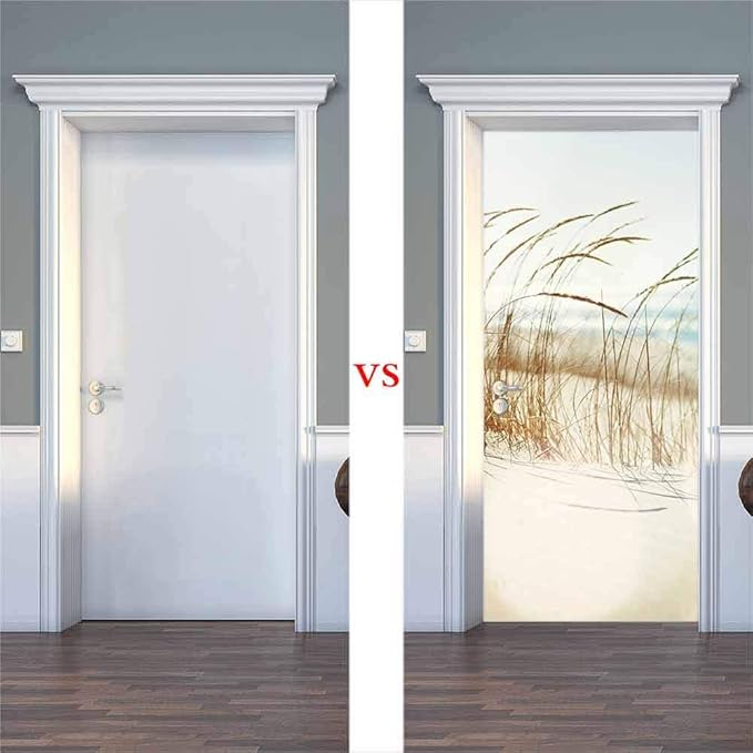 Door Wallpaper Self-Adhesive Poster 3D Picture - Sylter Dune Film Photo Premium PVC Waterproof Sticker Wall for Bedroom Living Room Decoration Stickers 80