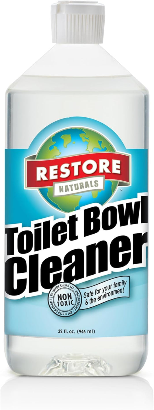 Restore Naturals Non Toxic Toilet Bowl Cleaner - 32 Fl Oz - Plant Based | Septic Safe | Biodegradable - For Porcelain, Ceramic, & Tile - 2 Pack