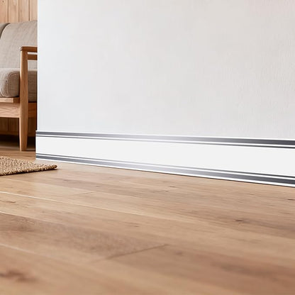 Thick Peel and Stick Baseboard Trim, 3.93" x 196.8" Wallpaper Borders, PVC+XPE Self-Adhesive Mirror Border for Interior Decor, Bathroom, Kitchen & Living Room, 1 Roll
