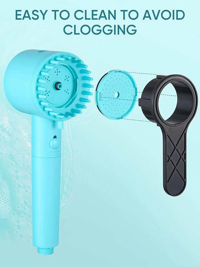 Cobbe Filtered Shower Head with Handheld, 5-mode Showerhead with Filters, Built-in Power Wash for Hard Water - Remove Chlorine - Reduces Dry Itchy Skin, Emerald green