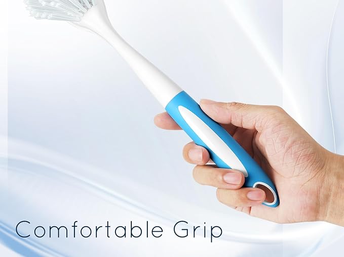 Dish Brush with Handle, Firm & Stiff Bristles Dish Scrubber for Pots, Pans & Sink Cleaning, 2 Pack