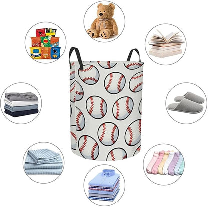 Kids Laundry Hamper Basket - Large Nursery Baby Hamper with Handle for Boys Girls Collapsible Clothes Baskets Organizer Toy Storage Bin Room Decor(Baseball)