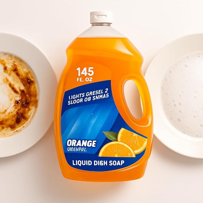 Orange Scent Ultra Dishwashing Liquid – Triple Action Concentrated Dish Soap for Kitchen, Grease-Cutting Formula for Pots, Pans & Dishes, 145 fl oz