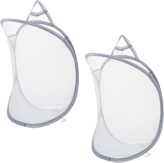 2pcs Folding Laundry Hanging Basket Wall-mounted Organizer for Dirty Clothes Toys and Sundries Lightweight and Breathable Storage