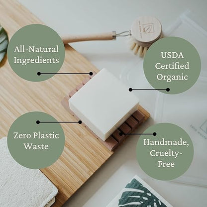Dish Soap Bar (3 Pack) Bergamot + Lime | 16.5 Oz. | Natural Zero Waste Dish Soap | Plastic-Free | USDA Certified Organic & Vegan-Friendly Ingredients | 3 Bar Value Pack, 16.5 Ounces