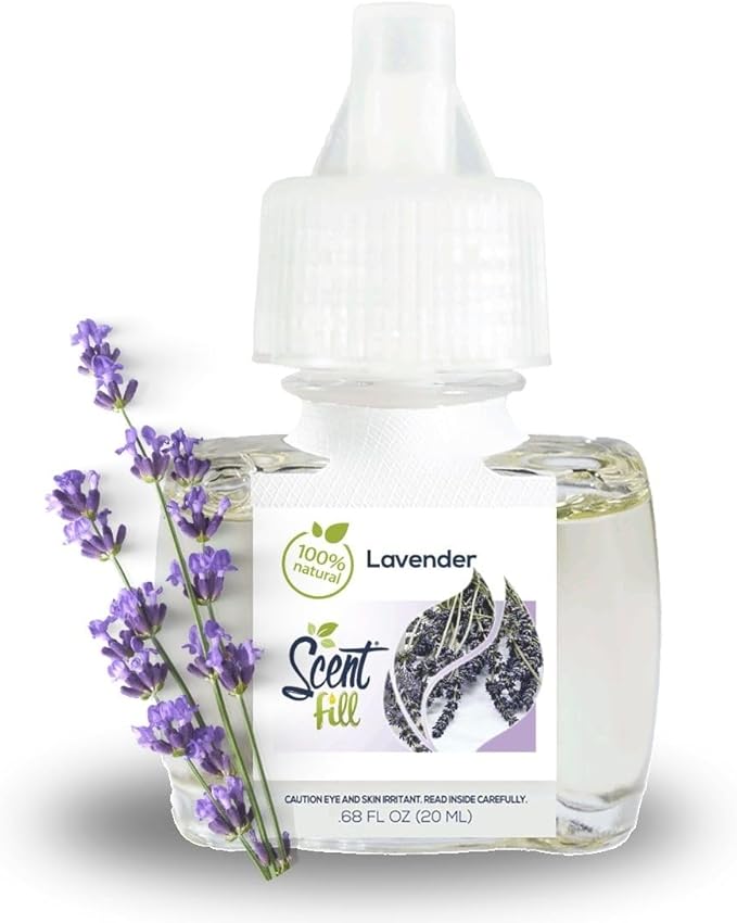 Scent Fill 100% Natural Lavender Plug in Air Freshener, Scented Oil Refills, 2 Refills + Diffuser