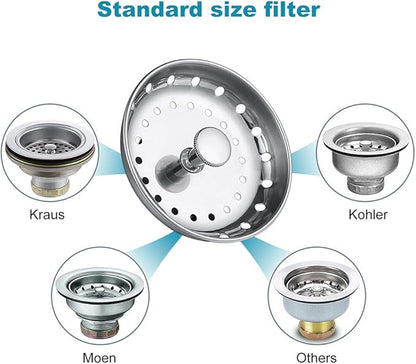 Kitchen Sink Drain Strainer 6 Pack Stainless Steel Sink Stopper, Anti-Clogging Kitchen Sink Drain Basket for Kitchen Sink Strainer Replacement Set