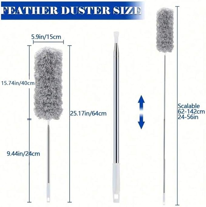 Extendable Microfiber Duster with Telescopic Handle, Gray