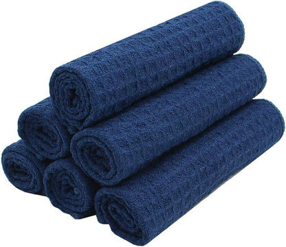 Microfiber Kitchen Cleaning Cloth Thick Dish Rags Waffle Weave Washcloths Dish Cloths Ultra Absorbent Odor Free 12inch X 12inch 6 Pack Navy Blue
