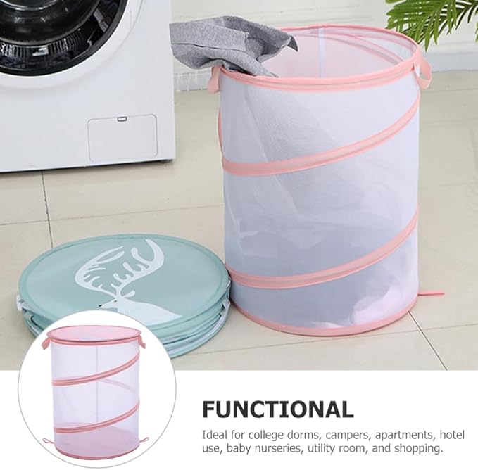 Ciieeo Foldable Laundry Hamper Multi-use Clothes Storage Organizer for Toys Supplies Pet Items Space-saving Net Basket Lightweight Portable Design for Bedroom Bathroom Storage