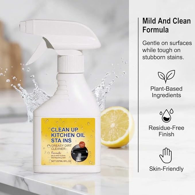Kitchen Heavy Oil Cleaner Spray, Heavy Duty Kitchen Degreaser Spray, Foaming Oil Cleaner for Stove, Oven & Countertops, Multi-Surface Grease Remover for Appliances (2pcs)