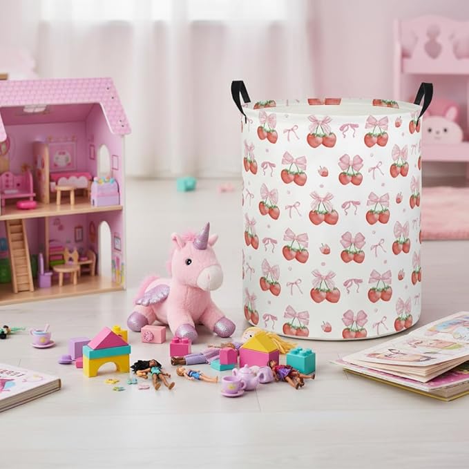 Baby Laundry Hamper kids laundry Basket Waterproof Laundry Bag for Bedroom Toy Clothes Organizer Room Décor(Strawberry)
