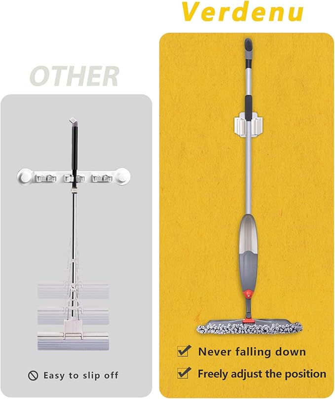 Verdenu 25 Pack Broom Holder Wall Mount, Mop and Broom Holder Wall Mount, Stainless Steel Command Mop Holder with Screws, Garden Tool Storage Organizer for Kitchen, Home, Bathroom, Garage, White