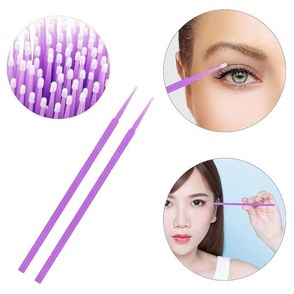 300 PCS Eyelash Extension Supplies Kit Disposable Micro Applicator Brush Eyebrow Spoolies Lip Stick Brush Mascara Wand Applicator Makeup Brush Tool (Purple Sets)