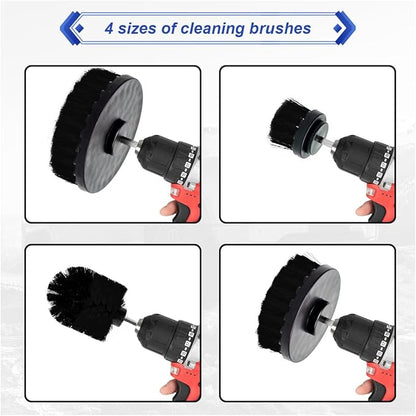 ZIMISI 4PCS Drill Brush Attachment Set, Mult-Purpose Car Wash Brush, Rotary Detailing Brush Set, Car Carpet Cleaner Brushes for Wheel, Grout, Shower, Bathroom, Floor (Black)