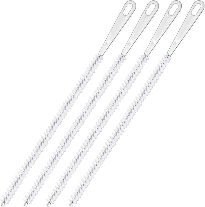 4 Pcs Drain Cleaner Brush,17.71 Inch Flexible Bendable Spiral Hair Cleaning Sink Tool Clog Remover with Nylon Bristles for Sink Overflow Tube, Kitchen, Pipes, Dishwasher, Drains (White)