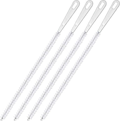 4 Pcs Drain Cleaner Brush,17.71 Inch Flexible Bendable Spiral Hair Cleaning Sink Tool Clog Remover with Nylon Bristles for Sink Overflow Tube, Kitchen, Pipes, Dishwasher, Drains (White)
