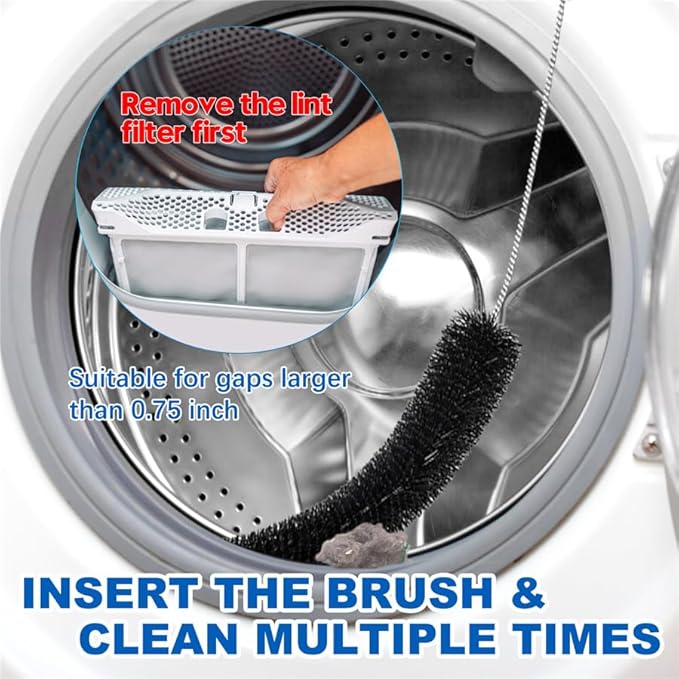 Dryer Vent Cleaner Kit Clothes Dryer Lint Brush Vent Trap Cleaner Home Essentials - 30" Extra Long Flexible Vacuum Clothes Dryer Lint Trap Vent Cleaning Refrigerator Coil Brush (1)