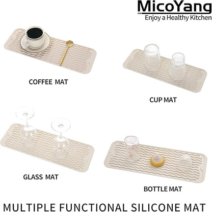 MicoYang Silicone Dish Drying Mat for Multiple Usage,Easy clean,Eco-friendly,Heat-resistant Silicone Mat for Kitchen Counter,Sink,Bar,Bottle,or Cup Tapioca M 17 inches x 6 inches