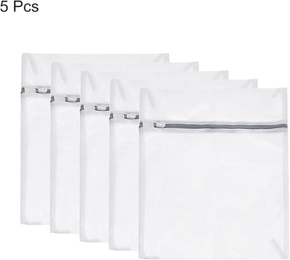 uxcell Mesh Laundry Bags, 5Pcs 9.1"x11.8" Mesh Wash Bag Fine Net Travel Storage Organize Bag with Zipper for Delicate Clothing Laundry Stocking, Gray