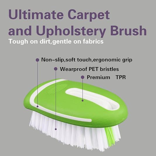 Carpet and Upholstery Cleaning Brush,Carpet Scrubber Stiff Bristle Detailing Scrub Brushes,Interior Leather Brush for Car and Home (Green)