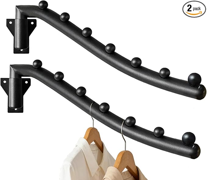 2pcs Swing Clothes Hanger Rack,Wall Mounted Clothes Rack,Heavy Duty Folding Drying Rack,Space Saving Clothes Hanger Organizer for Bathroom,Bedroom,Laundry Room