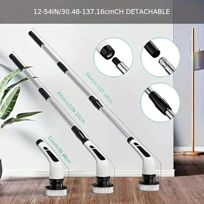 Electric Spin Scrubber, Cordless Cleaning Brush Scrubber for Home, 8 Replaceable Brush Heads, 3 Adjustable Size, 2 Speeds for Bathroom Shower Bathtub Glass Car