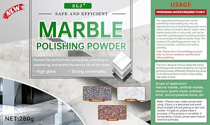 Professional Marble Polishing Powder Granite Polishing Kit Marble Floor Polish – Restore Shine & Remove Dullness, Safe for All Kinds of Stone, Countertops, Floors (10 oz)