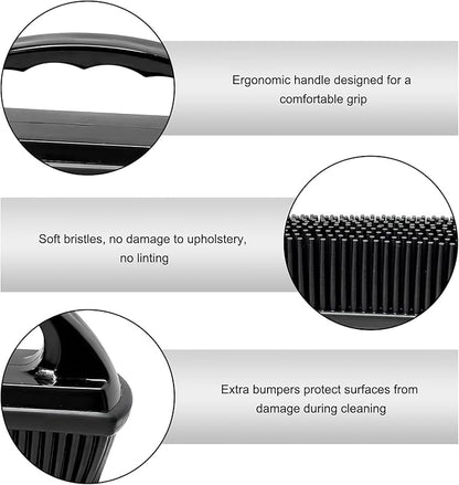 Car Carpet Lint & Hair Removal Brush, Electrostatic Bristles Mini Pet Hair Remover with Ergonomic Handle, Reusable Fur Remover Brush Car Interior Cleaning Tool for Truck SUV RV (Black)
