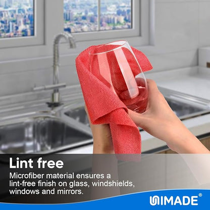 Microfiber Cleaning Cloth, 20 Pack Reusable Microfiber Towels for Cars Lint Free Cleaning Shop Towel Rags for Home Kitchen Automotive Bar Mechanic Restaurant Garage, 11.5"x 11.5", Red