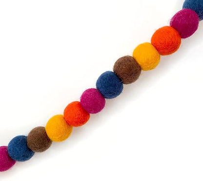 Happy Harvest Garland Wool Felt Balls - 100% Handmade Pom Poms - (50) Pure New Zealand Wool Felt Balls - DIY Pompoms - Approximately 1" Size - Drawstring Muslin Bag