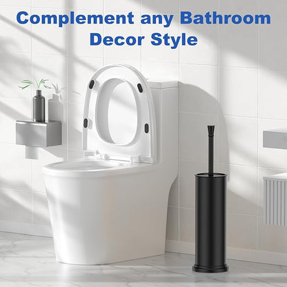 Toilet Brush and Holder Set：304 Stainless Steel Heavy Duty Toilet Bowl Brush，Removable Inner Bowl and Splash Protection，Bathroom Toilet Brush-Dense Bristles for Through Cleaning