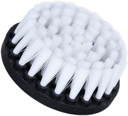HIFROM Drill Brush - 4 inch Power Drill Attachment Soft Bristle White Quick Change Shaft Scrub Cleaning Brush for Carpet, Upholstery, Leather, Glass (White)