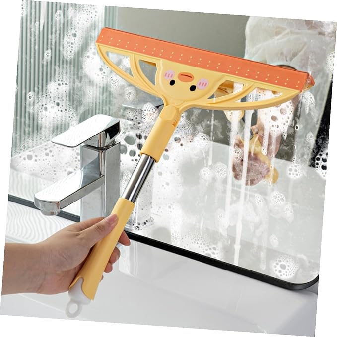 Operitacx Shower Squeegee and Glass Window Scraper Tool, Yellow Bathroom Cleaner for Mirrors, Tile Walls, Car Windows, and Floors, Versatile Household Cleaning Accessory