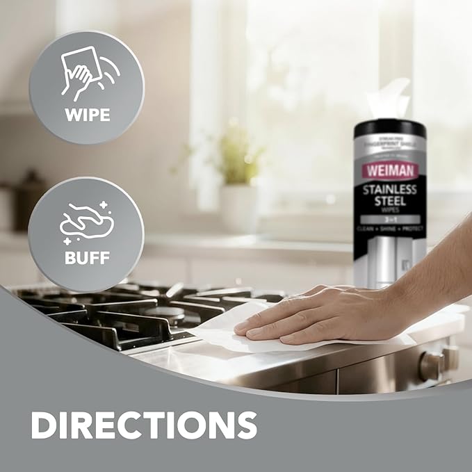 Weiman Heavy Duty Cooktop Polish & Stainless Steel Wipes - Powerful Appliance Kitchen Cleaning Kit - Packaging May Vary