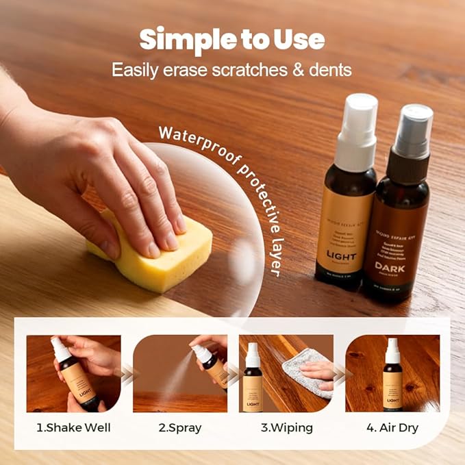 Professional Wood Floor Scratch Repair, Wood Repair Kit, Restore A Finish for Wood, Floor Cover Nicks and Scratches, Hides Minor Defects, Wood Furniture Repair Kit (2Sets)