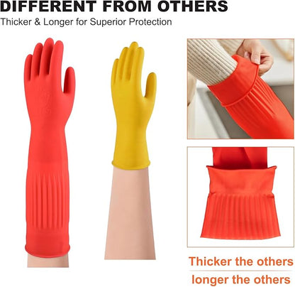 North Tower Rubber Gloves Kitchen Cleaning For Washing Dishing Kithchen, warmming Heat Resistant Dishwashing Gloves,18",2 Pairs Medium